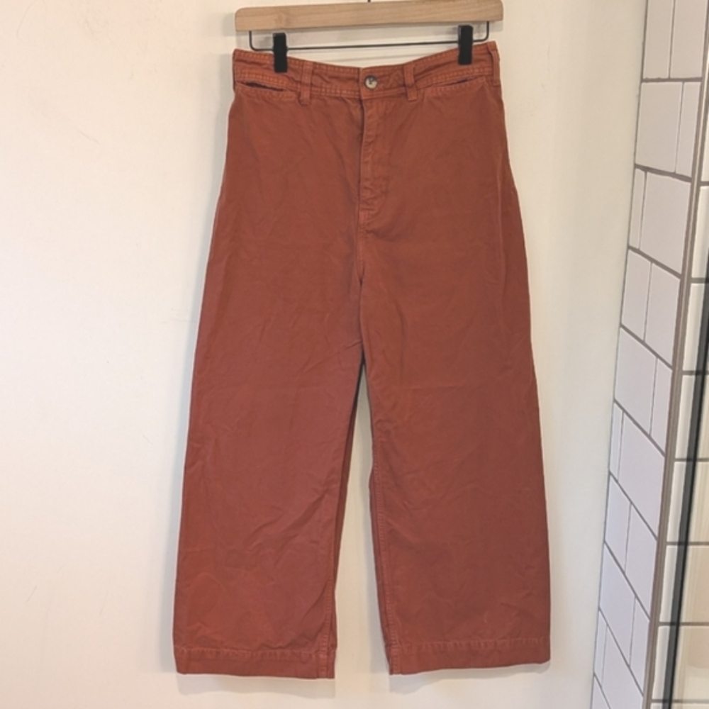 Free People We the Free Rust Cotton Patti Pants Cropped High Rise Size 28